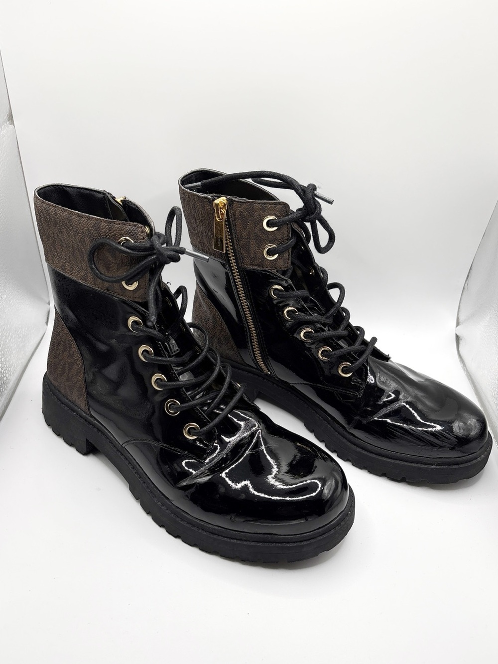Michael Kors Black Alistair Lace-Up Combat Boots